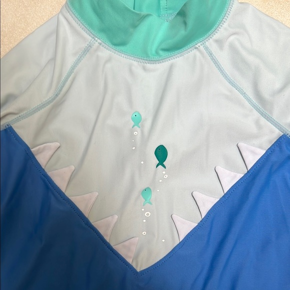Kids Swim Shark Design Blue and Gray Swimsuit and shark goggles - Picture 2 of 7